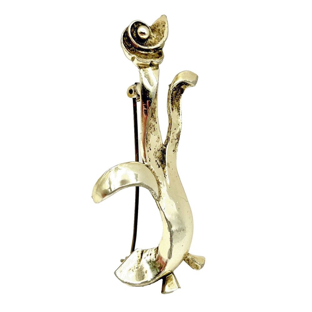 Abstract Bird Pin Silver Tone Penguin Vintage Brooch Fashion Jewelry Women's